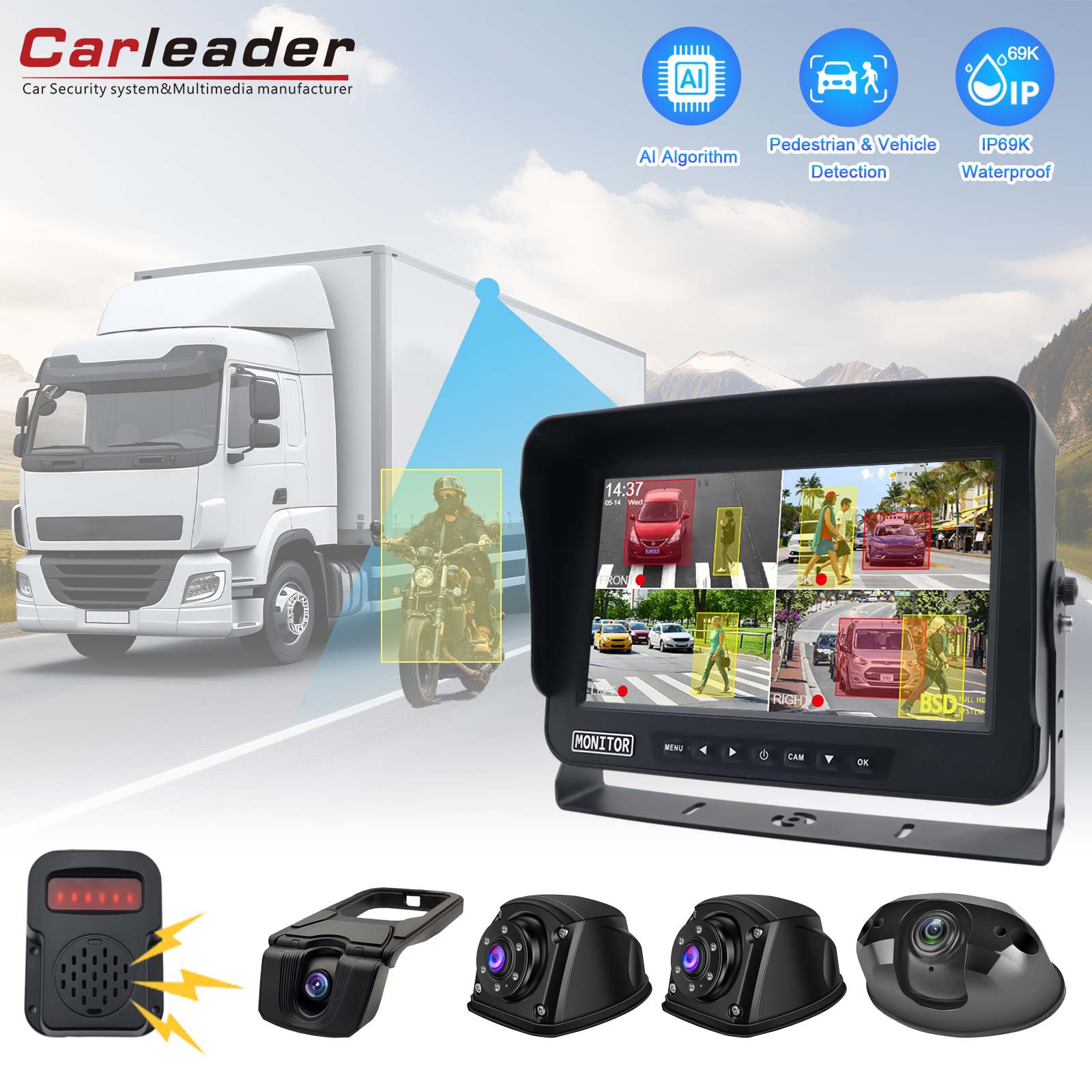 10.1 tum fordon BSD Blind Spot Detection Monitoring System