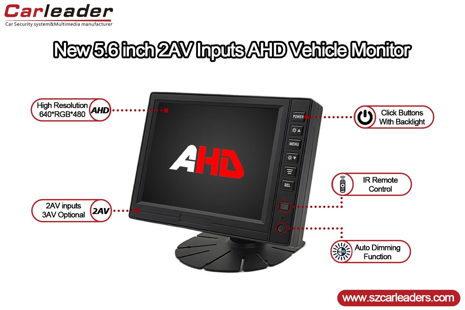 5-tums TFT LCD-digitalpanel AHD-skärm