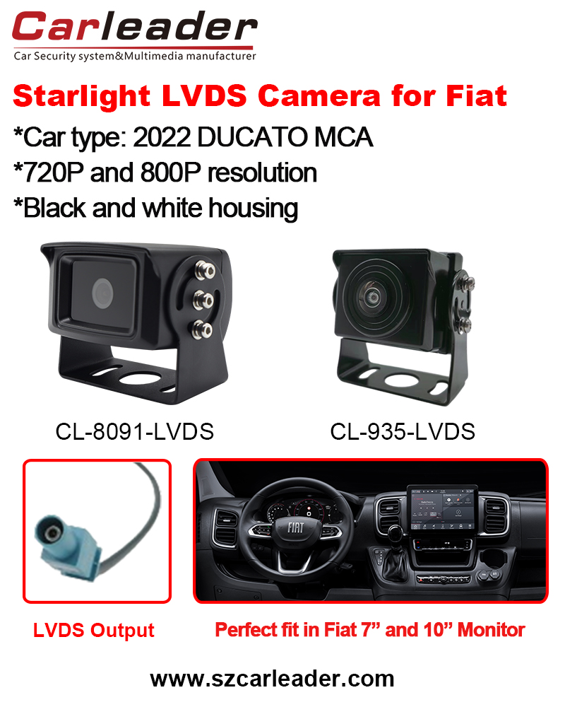 Carleader LVDS fordonsbackkamera passar för Fiat Ducato