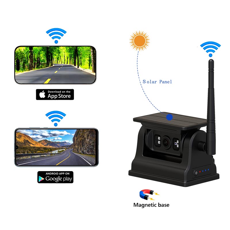 Magnetiska solenergi WiFi trådlös säkerhetskopieringskamera för iOS Android