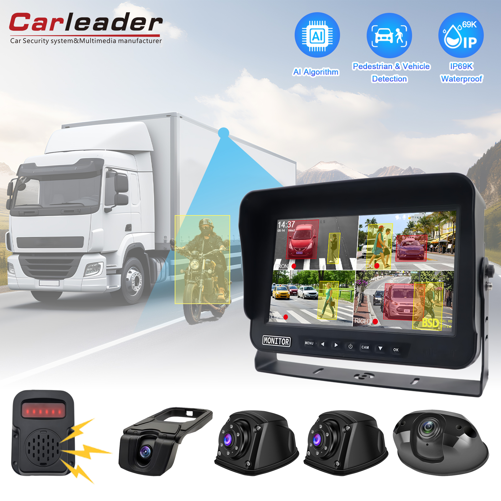 Förbättra körsäkerheten med carleader 10.1 tum fordon BSD Blind Spot Detection Monitoring System