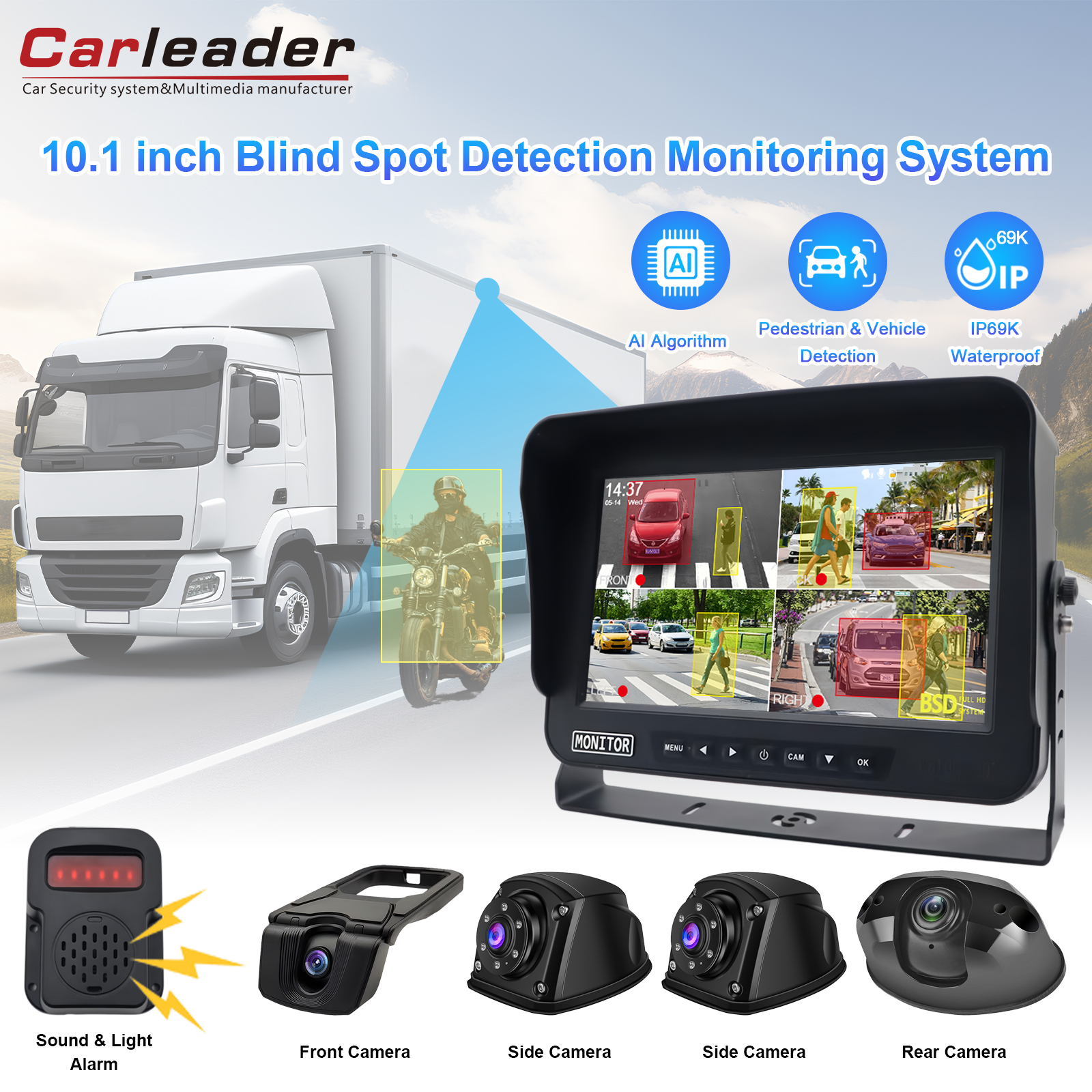 7 / 10.1 tum 4CH AI BSD Vehicle Truck Camera System