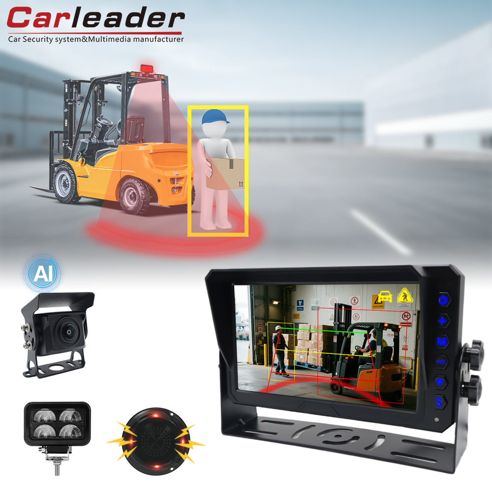 Elevate Forklift Drift Safety med Carleader AI Detection Monitoring System med U-form varningslampa för gaffeltruck
