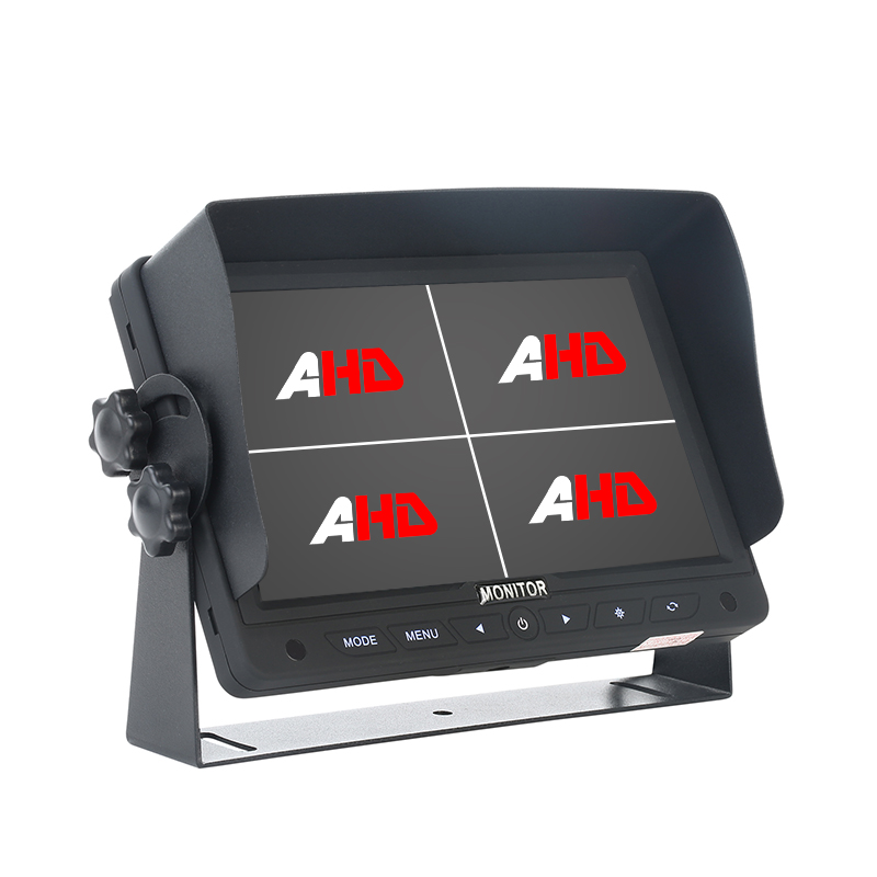 Carleader 7 tums pekknappar 4CH Quad Display Vehicle AHD Monitor