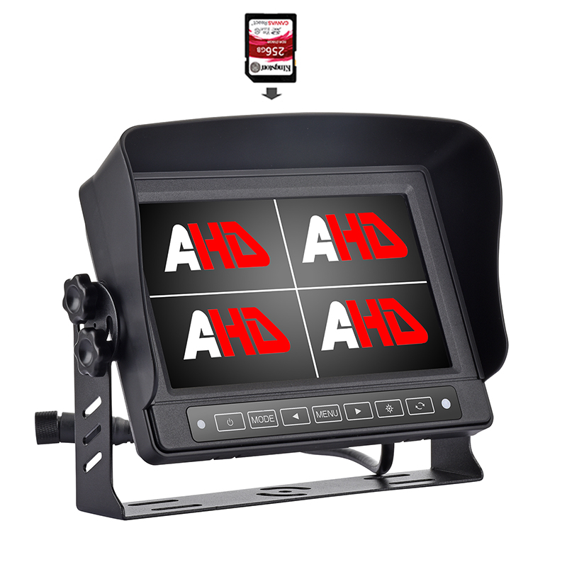 Carleader 7-tums vattentät Quad Display Truck Videoinspelning AHD-skärm