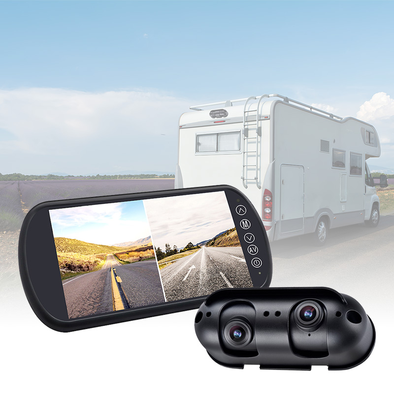 Skydda din husbil / motothome med Carleader 7-tums dubbellins Split View Mirror Monitor System