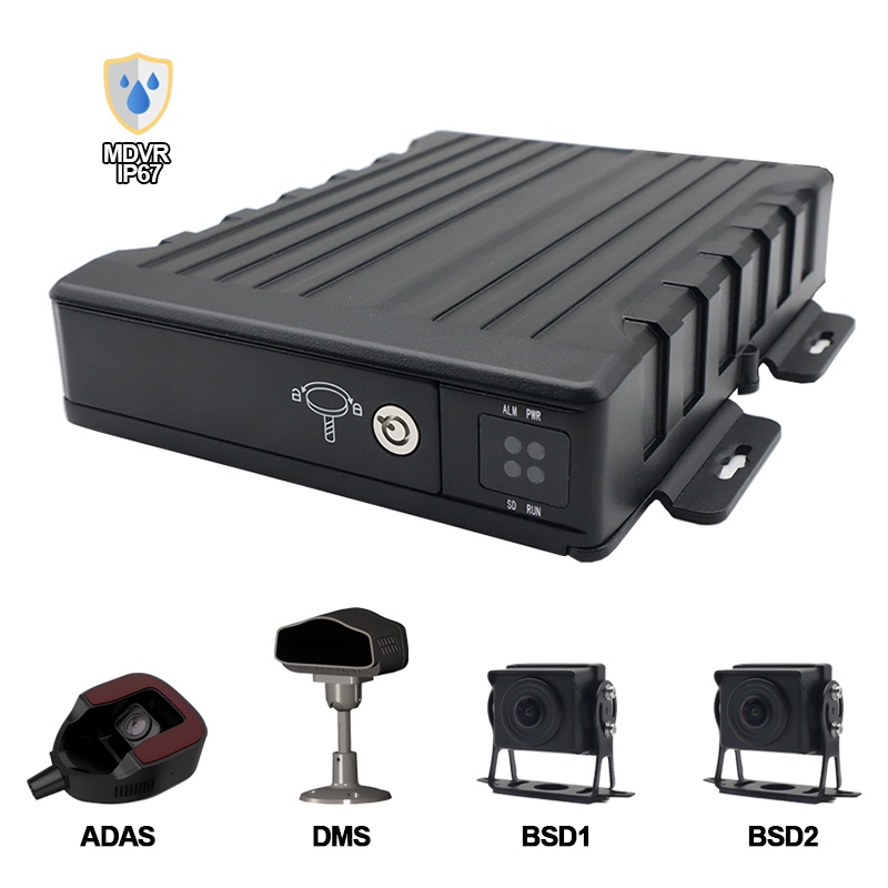 4CH IP67 Vattentät AI SD Mobile DVR Support ADAS+DMS+BSD