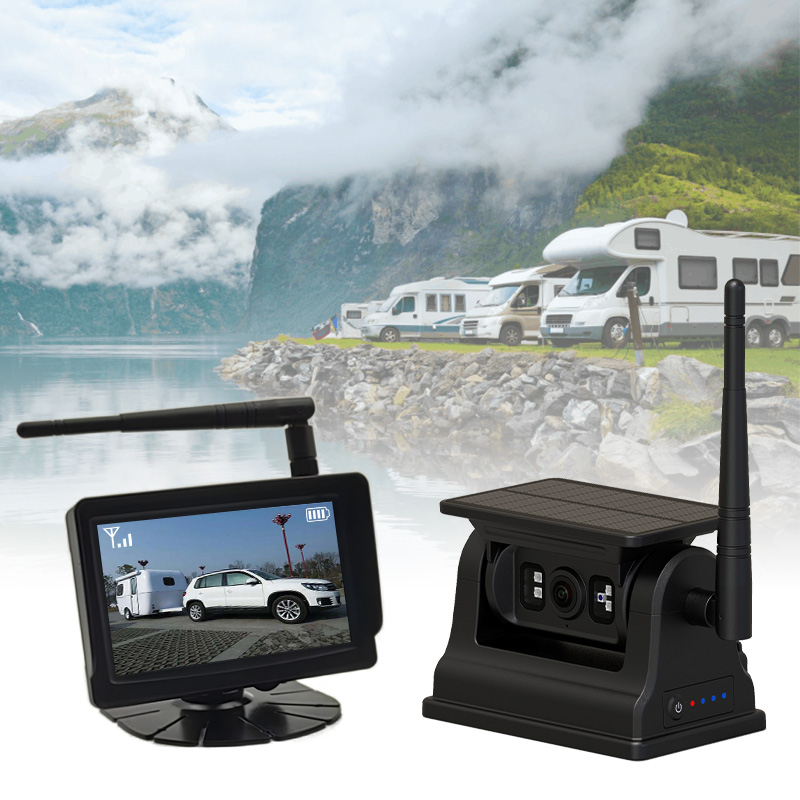 5 tums trådlöst soldrivet uppladdningsbart magnetiskt fordonskamerasystem